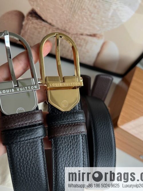 LV/Louis Vuitton, imported first-layer cowhide double-sided men\'s belt 35MM