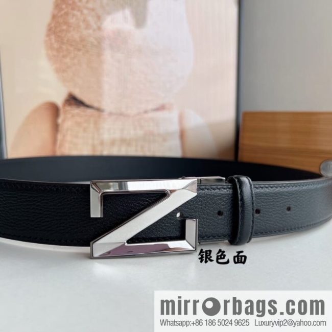 Ermengildo. Zein Double Sided Cowhide Sheepskin Textured Men\'s 3.5cm Belt - Image 4