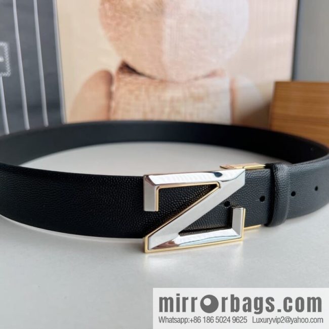 Ermengildo. Zein Double Sided Cowhide Sheepskin Textured Men\'s 3.5cm Belt - Image 3