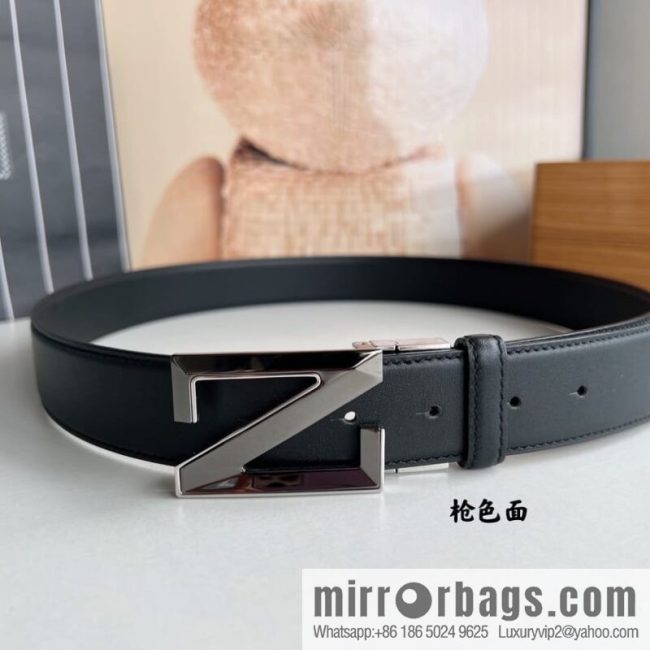 Ermengildo. Zein Double Sided Cowhide Sheepskin Textured Men\'s 3.5cm Belt - Image 2