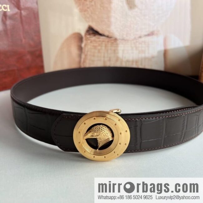 Stefano Ricci Stephen Nidge Shop 3.8cm Men\'s Eagle 🦅 with Cowhide Crocodile Textured Belt - Image 2