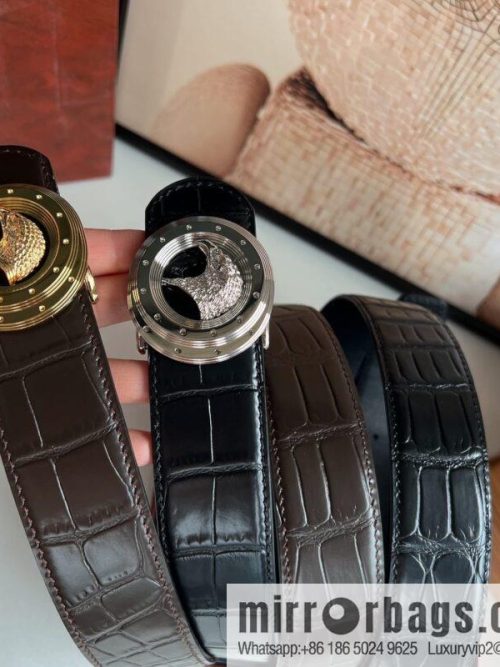 Stefano Ricci Stephen Nidge Shop 3.8cm Men\'s Eagle 🦅 with Cowhide Crocodile Textured Belt