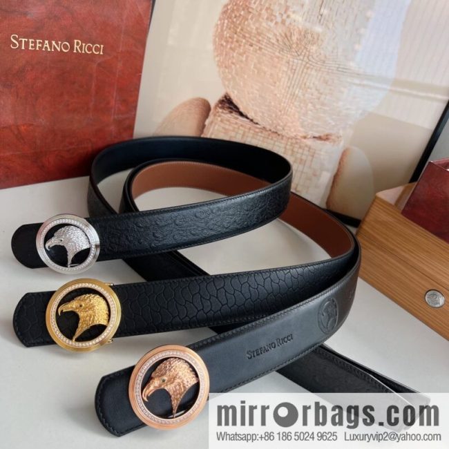 Stefano. Ricci Stephen, Selected Cowhide Press Textured Belt 3.8cm