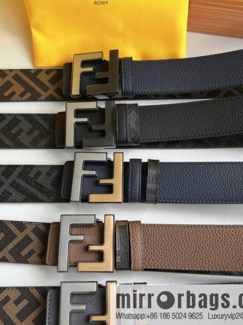 FENDI Fendi, Metal Buckle Printed Fabric Cowhide 4.0cm Belt