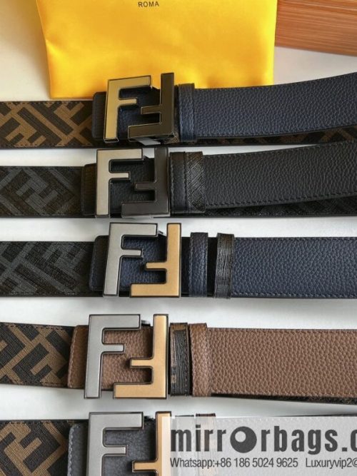 FENDI Fendi, Metal Buckle Printed Fabric Cowhide 4.0cm Belt