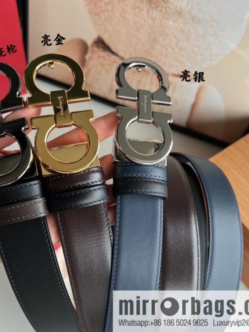 Ferragamo Ferragamo, boutique 8-character counter version metal buckle men\'s 3.5cm belt