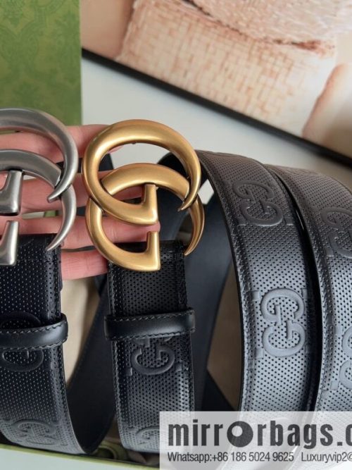 Gucci Gucci, first layer calfskin embossed GG men\'s 4.0cm belt