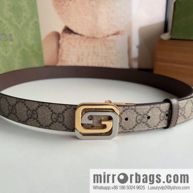 Gucci Gucci, square interlocking double G-buckle men\'s 3.0cm belt - Image 3