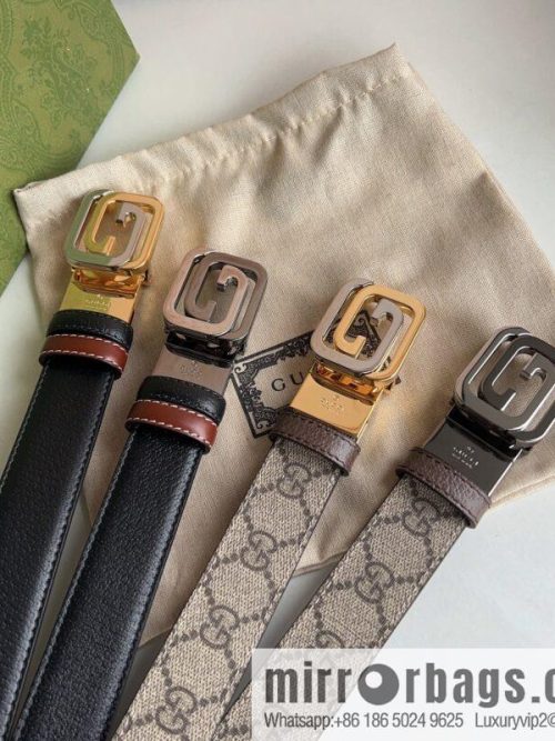 Gucci Gucci, square interlocking double G-buckle men\'s 3.0cm belt