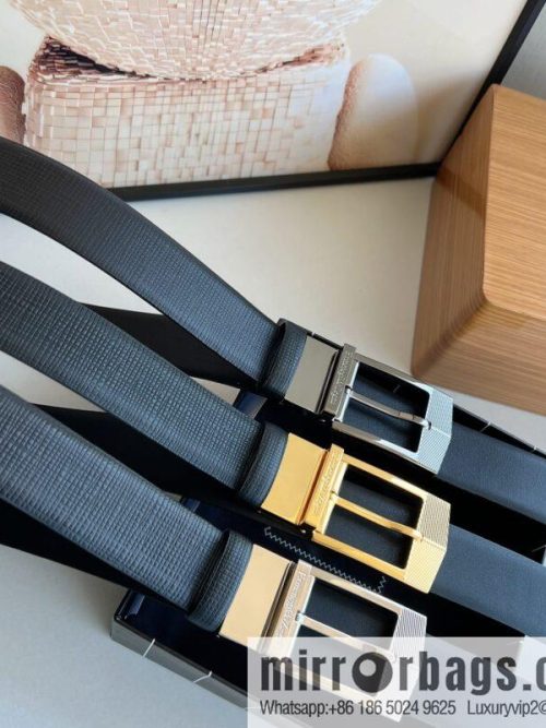 Zegna, black imported cowhide material belt 3.5cm