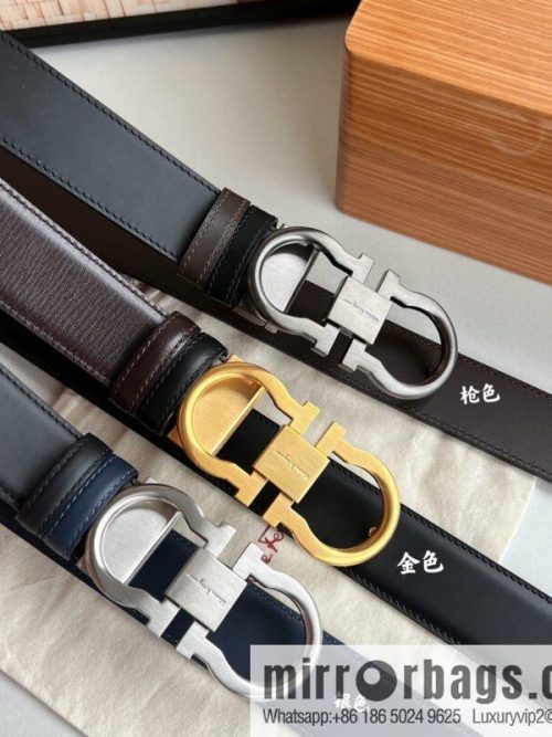 Ferragamo Ferragamo, boutique 8-character counter version metal buckle men\'s 3.5cm belt