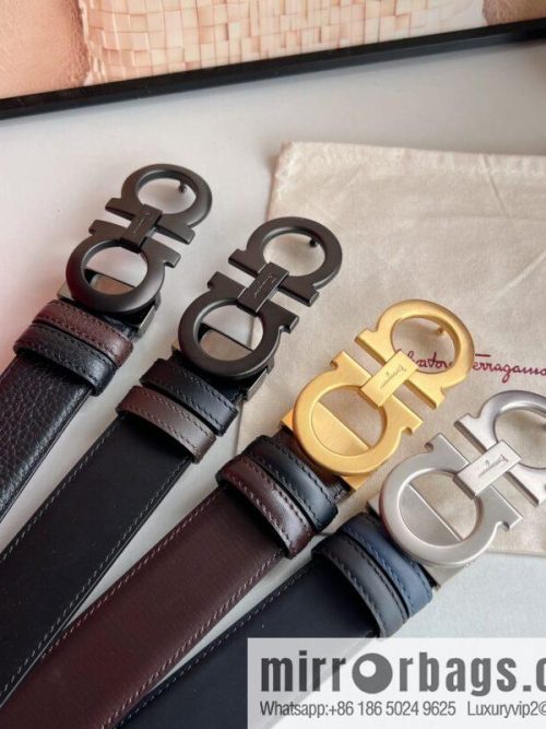 Ferragamo Ferragamo, Exquisite 8-Figure Metal Clip Buckle Men\'s 3.5cm Belt