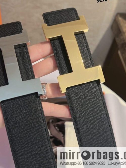 Hermes Men\'s Belt Gold Silver Solder Joint Metal Buckle Men\'s 42mm Belt