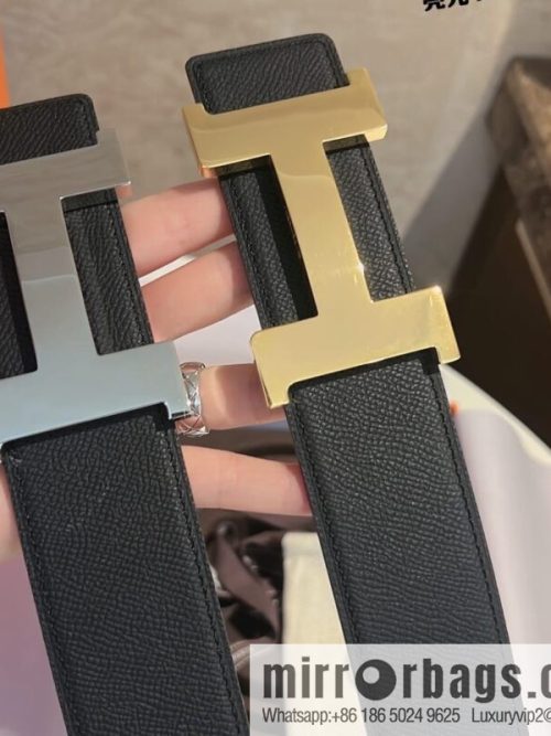 Hermes Men\'s Belt Gold Silver Solder Joint Metal Buckle Men\'s 42mm Belt