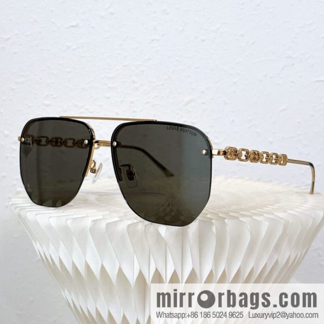 LV Louis Vuitton Half Frame Unisex Sunglasses - Image 6