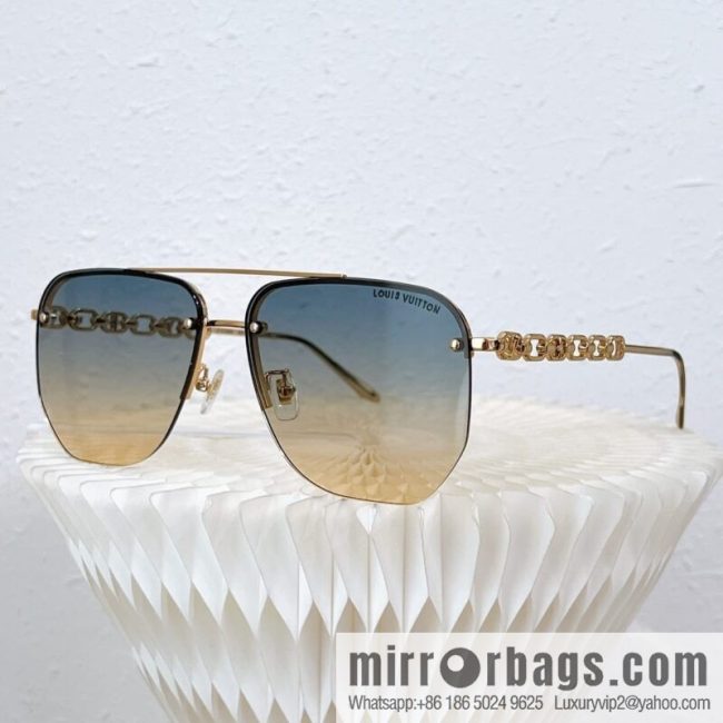 LV Louis Vuitton Half Frame Unisex Sunglasses - Image 7