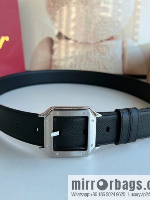 Cartier Cartier, textured black cowhide double-sided belt