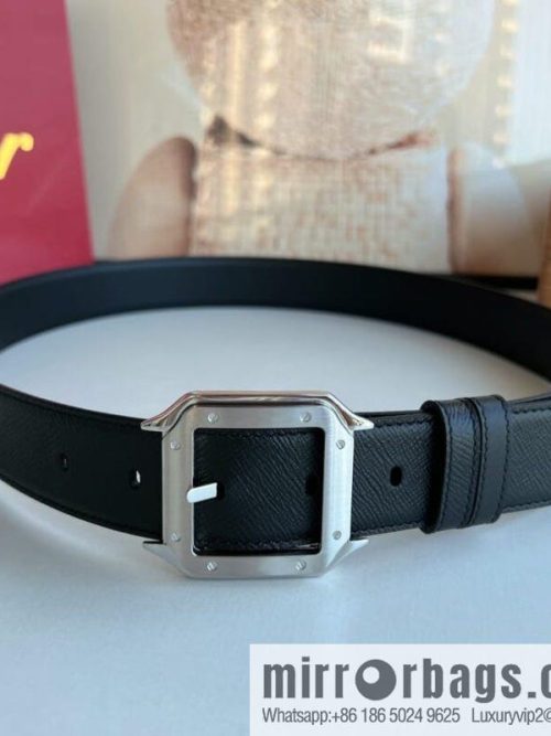 Cartier Cartier, textured black cowhide double-sided belt