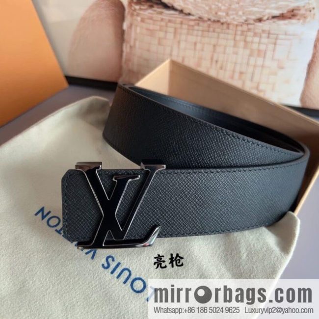 LV/Louis Vuitton, Italy imported high-quality leather hardware men\'s 4.0cm belt - Image 4