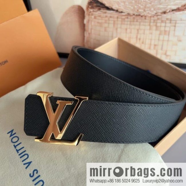 LV/Louis Vuitton, Italy imported high-quality leather hardware men\'s 4.0cm belt - Image 3