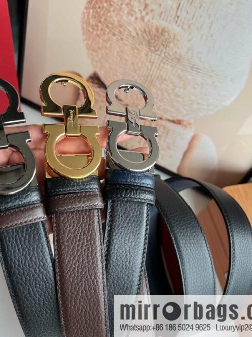 Ferragamo Ferragamo, Exquisite 8-Figure Metal Glossy Clip Buckle Men\'s 3.5cm Belt