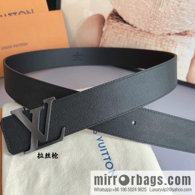 LV/Louis Vuitton, selected Italian imported high-quality leather hardware craftsmanship men\'s 4.0cm belt - Image 4