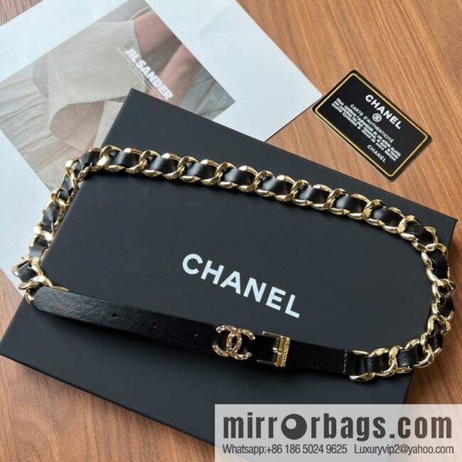 New ☑️ CHANEL CHANEL double c black leather rope belt belt belt