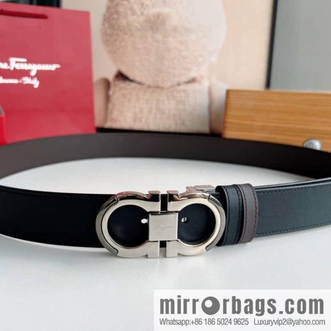 Salvatore Ferragamo, Metal Buckle Men\'s Business Belt 3.5cm - Image 4