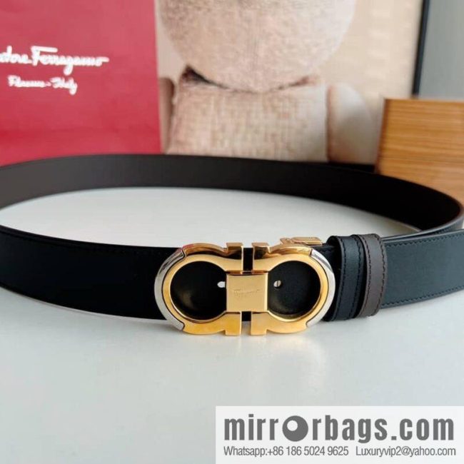 Salvatore Ferragamo, Metal Buckle Men\'s Business Belt 3.5cm - Image 3