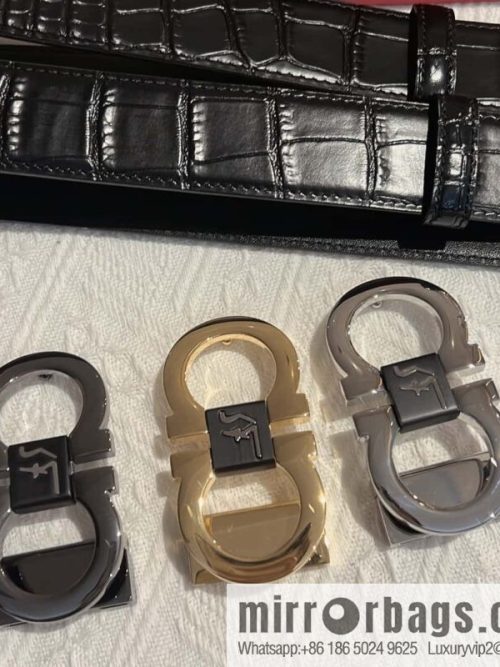 Ferragamo Ferragamo, Exquisite Figure 8 Metal Buckle Men\'s 3.8cm Belt