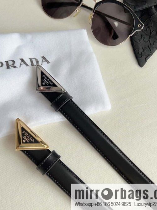 PRADA, metal buckle with iconic triangular logo women\'s 2.0cm belt