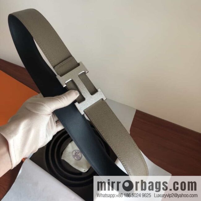 Hermes, Stainless Steel Rolling Sand Metal Buckle Men\'s 3.8cm Belt