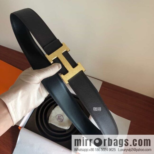 Hermes, Stainless Steel Rolling Sand Metal Buckle Men\'s 3.8cm Belt