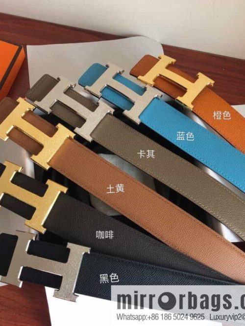 Hermes, Stainless Steel Rolling Sand Metal Buckle Men\'s 3.8cm Belt