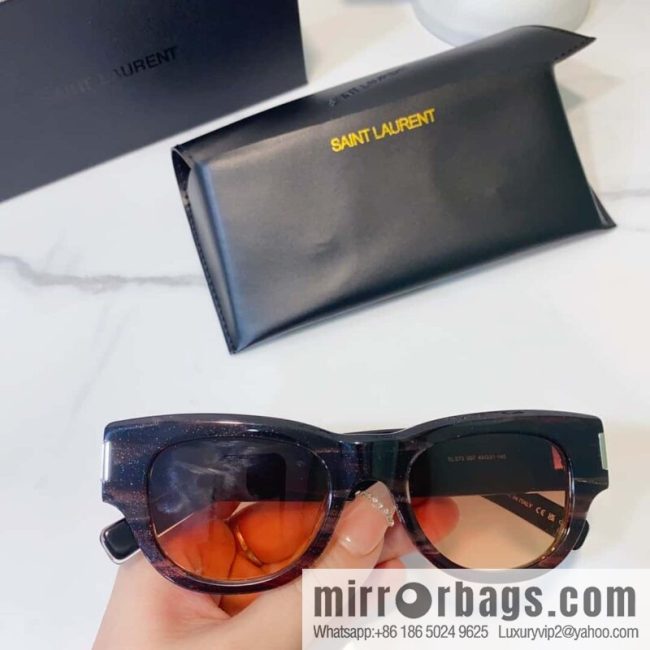 SAINT LAURNT Saint Laurent logo round frame women\'s sunglasses - Image 8