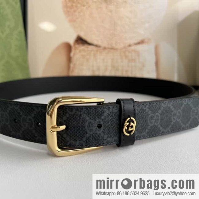 Gucci Gucci GG Supreme canvas GG monogram pattern men\'s classic belt 3.5cm. - Image 6