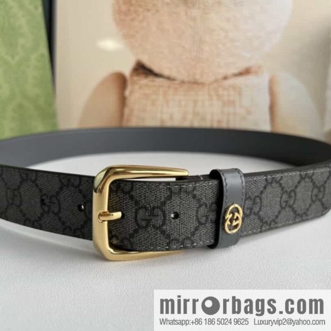 Gucci Gucci GG Supreme canvas GG monogram pattern men\'s classic belt 3.5cm. - Image 3