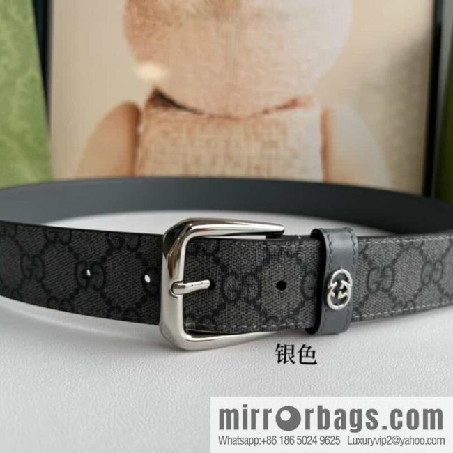Gucci Gucci GG Supreme canvas GG monogram pattern men\'s classic belt 3.5cm. - Image 2