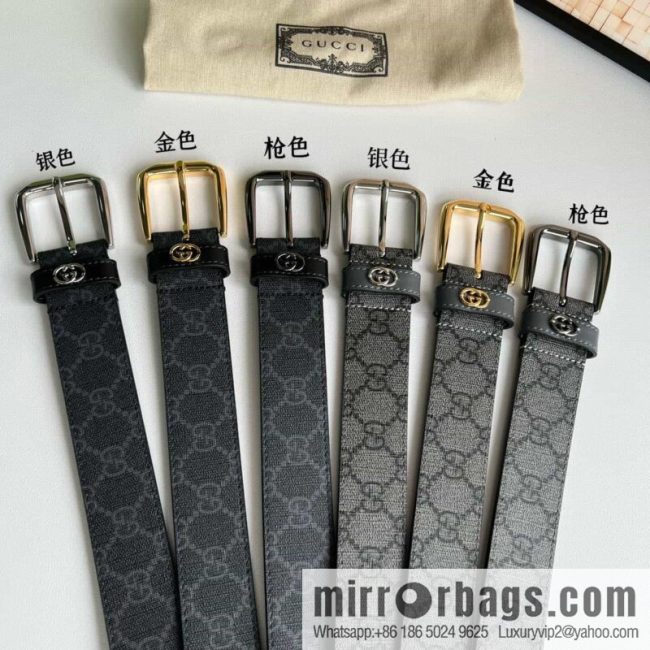 Gucci Gucci GG Supreme canvas GG monogram pattern men\'s classic belt 3.5cm.