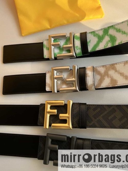 FENDI Fendi FF logo superb craftsmanship metal buckle men\'s 3.5cm belt