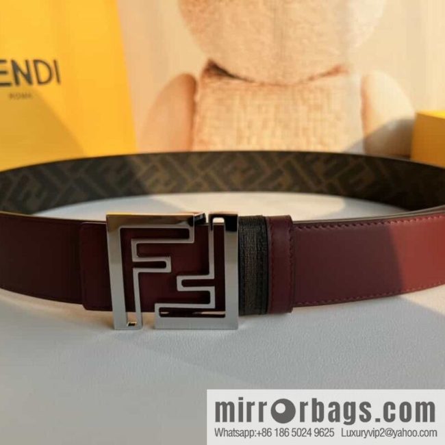 ENDI Fendi, canvas FF logo inner first layer cowhide belt - Image 6