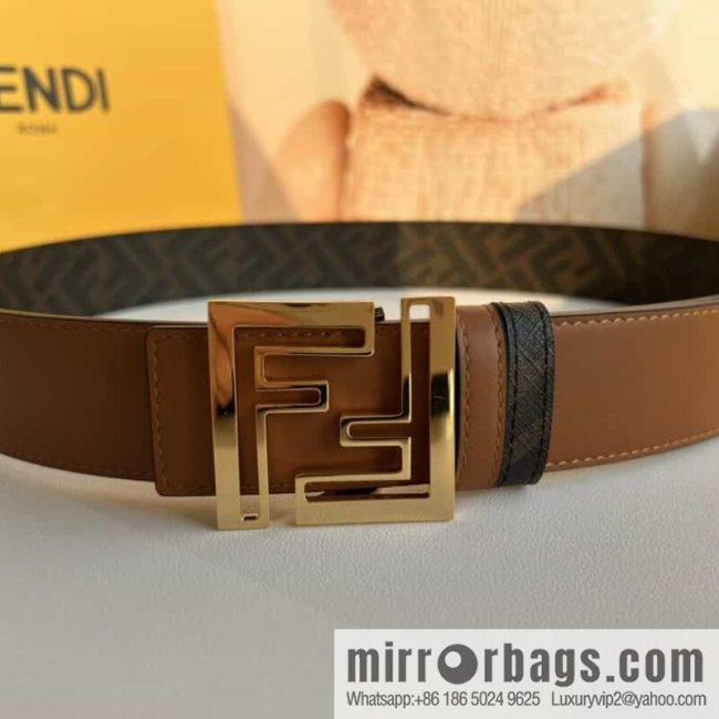 ENDI Fendi, canvas FF logo inner first layer cowhide belt - Image 5