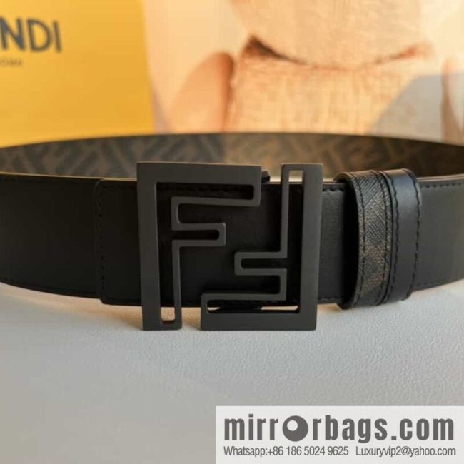 ENDI Fendi, canvas FF logo inner first layer cowhide belt - Image 4