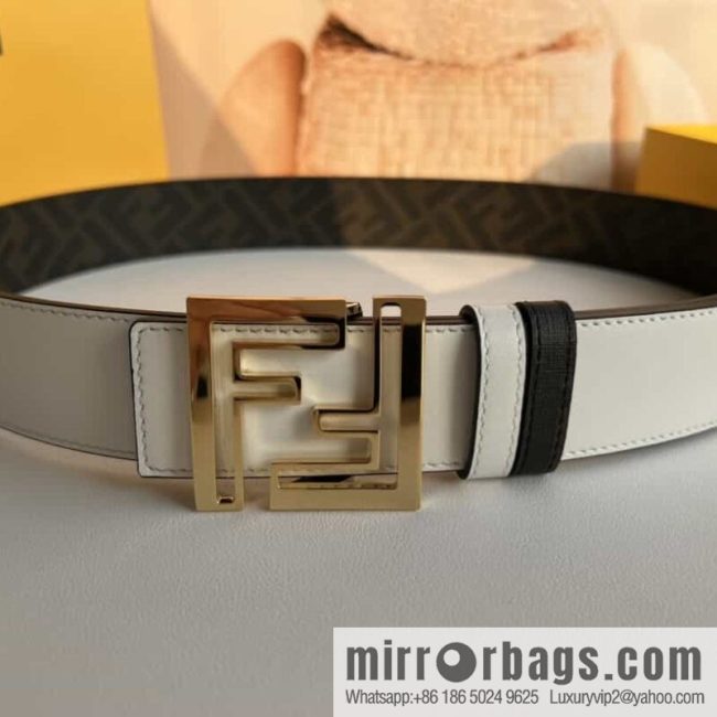 ENDI Fendi, canvas FF logo inner first layer cowhide belt - Image 3