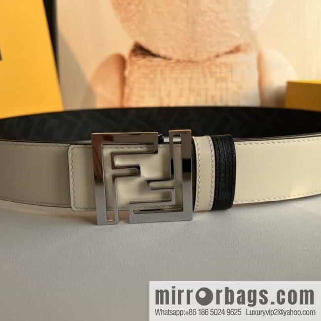 ENDI Fendi, canvas FF logo inner first layer cowhide belt - Image 2