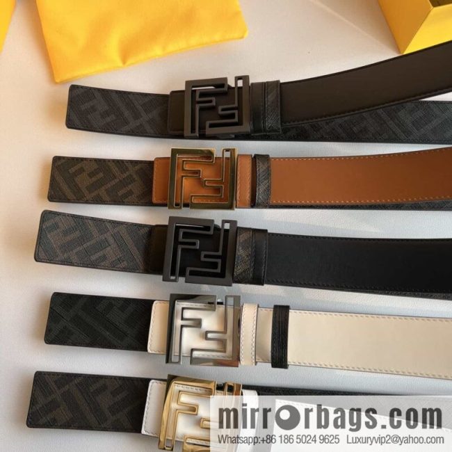 ENDI Fendi, canvas FF logo inner first layer cowhide belt