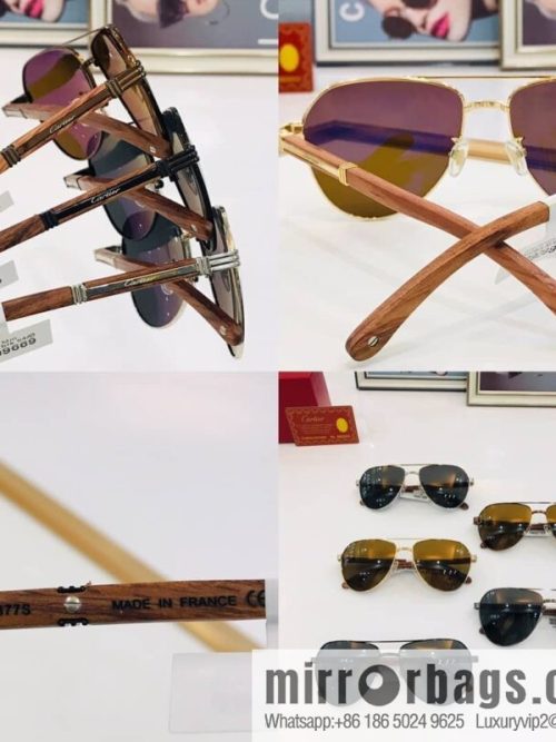 Cartier Wooden Temple Men\'s Sunglasses