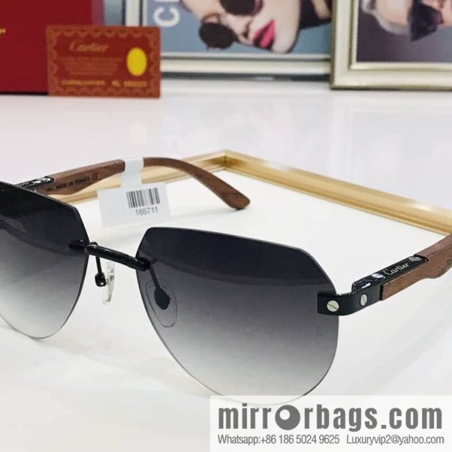 Cartier Wooden temple rimless men\'s sunglasses - Image 2