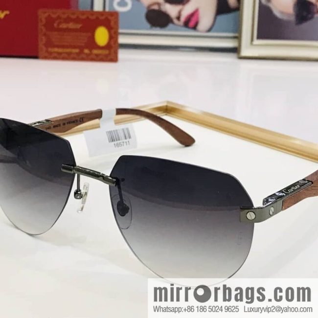 Cartier Wooden temple rimless men\'s sunglasses - Image 4