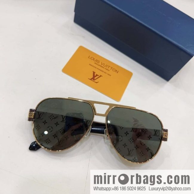 LV Louis Vuitton Round Frame Unisex Sunglasses - Image 7